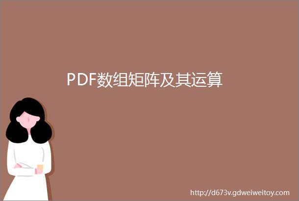 PDF数组矩阵及其运算
